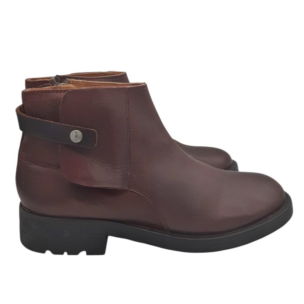 Hudson London Oxblood Burgundy Leather Moto Boots SZ 37